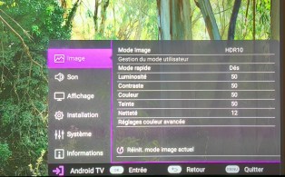 Le menu HDR