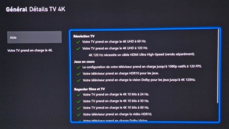 Le Dolby Vision est bien supporté jusqu'à 120 Hz