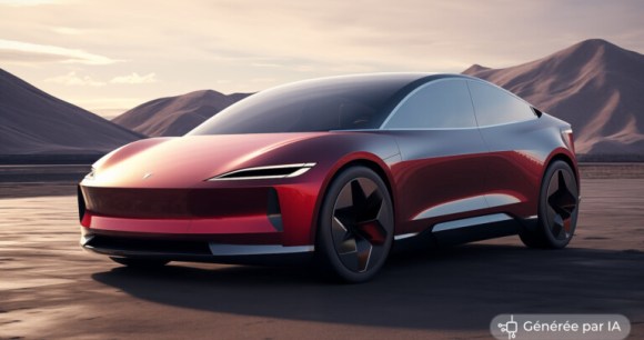 Rendu 3D d'une Tesla Model 2, réalisé par IA Rendu 3D d'une Tesla Model 2, réalisé par IA