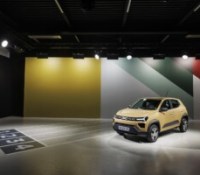 Dacia Spring Dacia Spring - Beige Safari, Preshow Dacia from February 12 to 16th 2024 at Aubervilliers, France - Photo Greg / DPPI