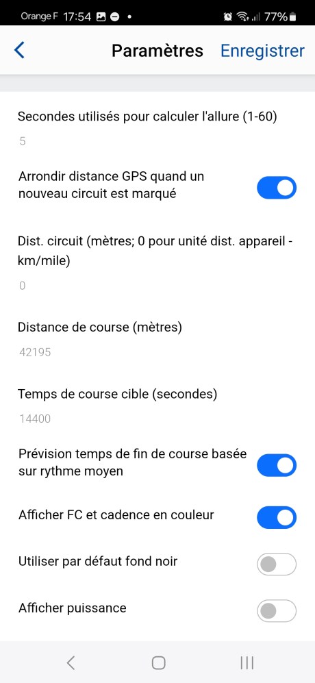 L'application Race Screen sur Garmin Connect IQ