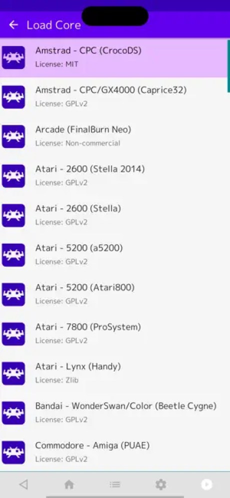 RetroArch interface