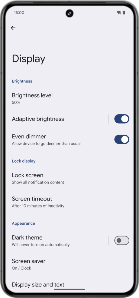 Android 15 event dimmer 2