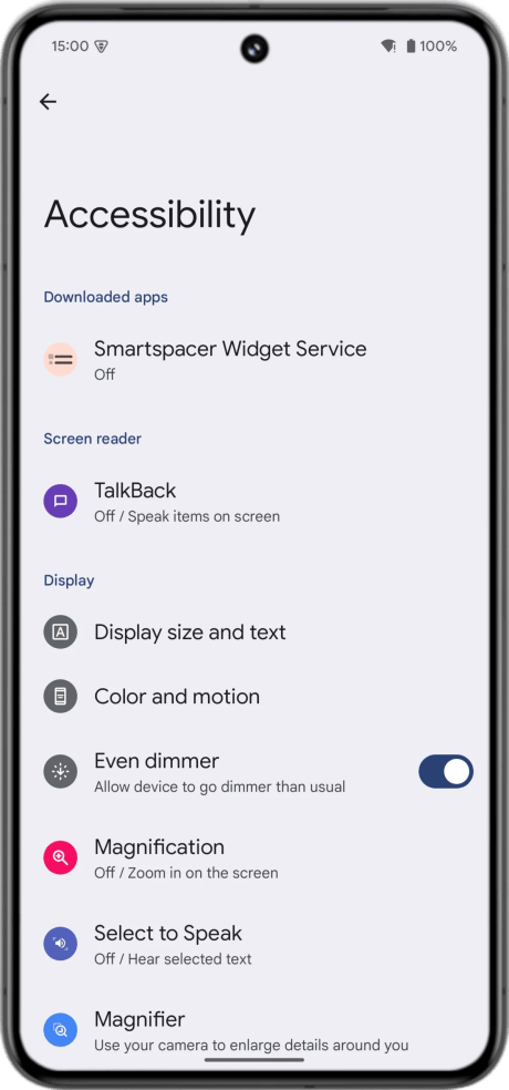 Android 15 event dimmer