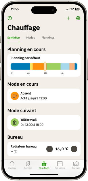 Page Chauffage Sythèse - Application Enki