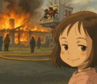 Meme de la petite fille qui sourit devant un incendie généré par IA