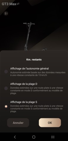 Une autonomie en fonction du mode, mais à saisir manuellement. // Source : M. Lauraux pour Frandroid