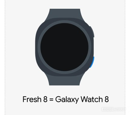 Design supposé de la Samsung Galaxy Watch 8 // Source : AssembleeDebug / Android Authority