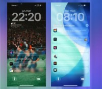 Le design Apple Liquid Glass peut poser des problèmes de lisibilité. // Source : Léo Duff sur X/Twitter (montage Frandroid)