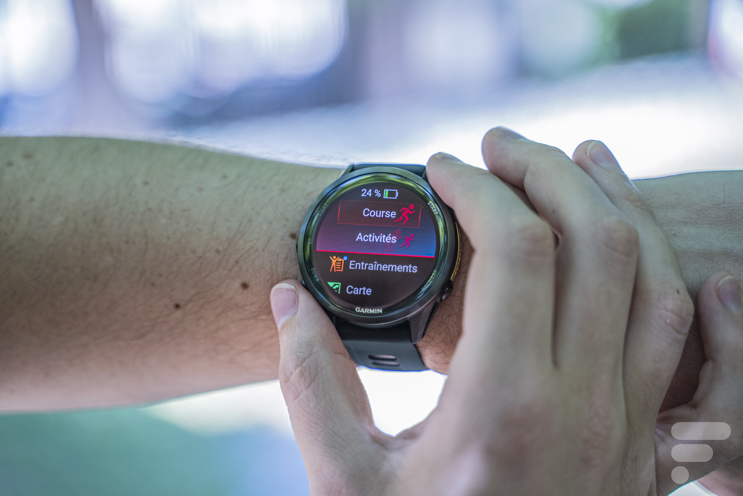Le menu des activités sur la Garmin Forerunner 970