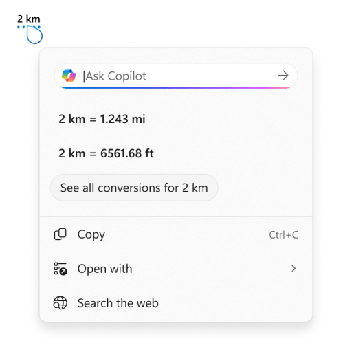 Click to do conversion