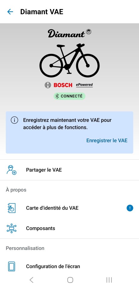 Diamant Suvea appli infos vélo