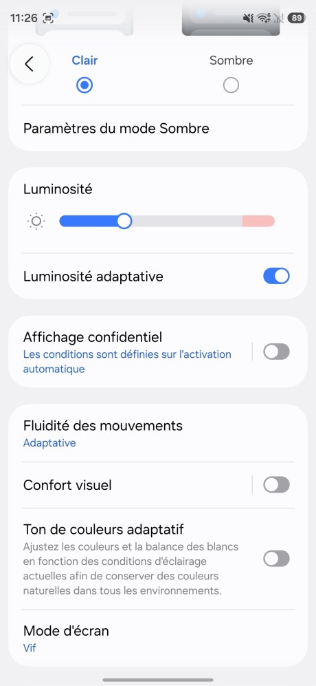L'option Affichage confidentil dans les paramètres du Samsung Galaxy S26 Ultra // Source : Capture d'écran Frandroid