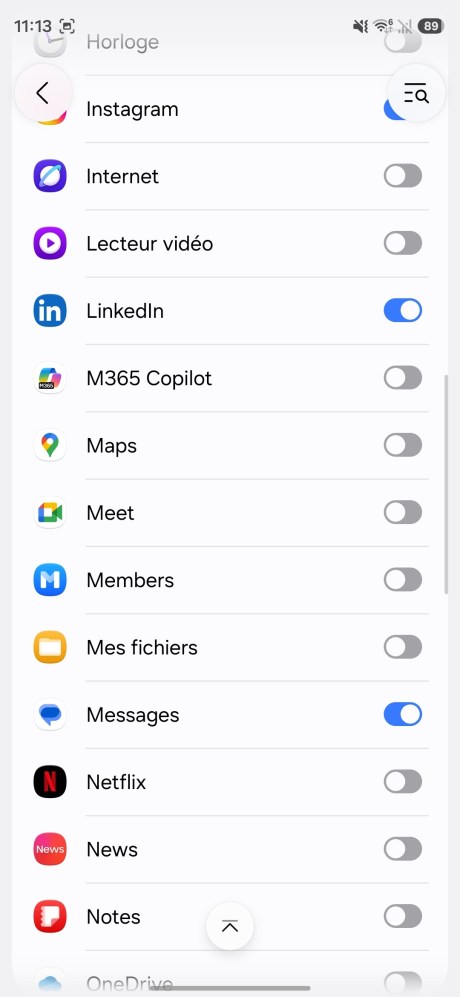 Applications sur lesquelles activer l'affichage confidentiel du Samsung Galaxy S26 Ultra. // Source : Capture d'écran Frandroid