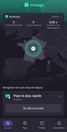 Interface mobile Proton VPN