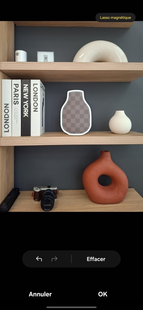 Option pour effacer un objet d'une photo sur le Samsung Galaxy A57 (One UI 8.5) // Source : Capture d'écran Frandroid