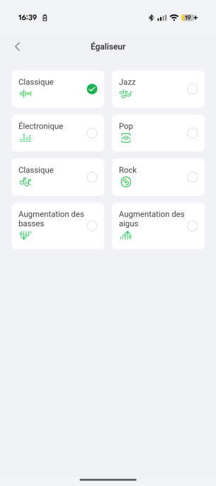 Les différents modes de l'égaliseur