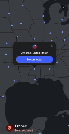 Interface mobile NordVPN