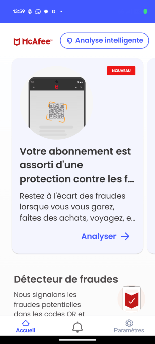 L'interface de l'application McAfee // Source : Capture d'écran Frandroid