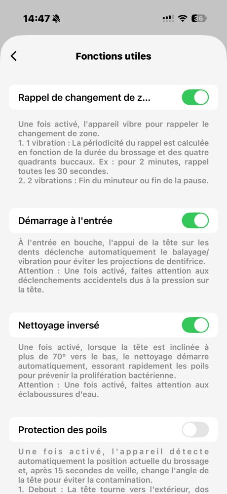Fonctions utiles Fonctions utiles // App : Laifen Wafe Pro
