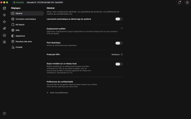 Interface NordVPN 3