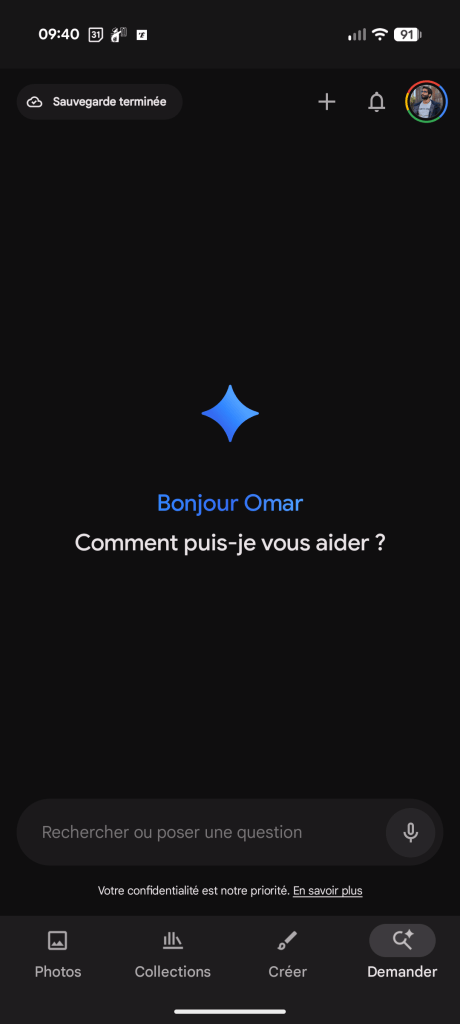 La recherche avec Gemini dans Google Photos // Source : Capture d'écran Frandroid