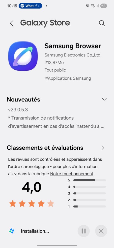 Samsung Browser Navigateur Internet // Source : Frandroid