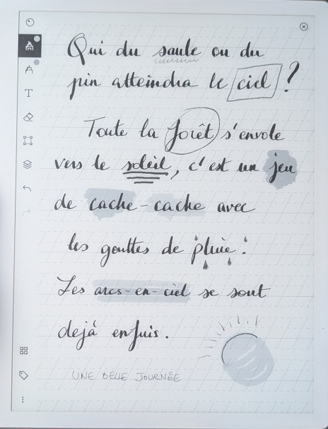 Le document en N&B sur la tablette