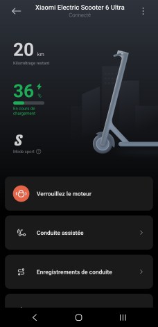 Xiaomi Electric Scooter 6 Ultra appli recharge