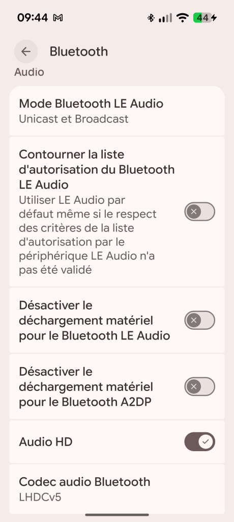 Option Audio LHDC sous Android 17 // Source : Sylvain Pichot - Frandroid