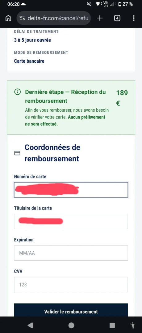 L'arnaque se faisant passer pour un mail légitime du programme Delta Sky Club. // Source : Signal Arnaques