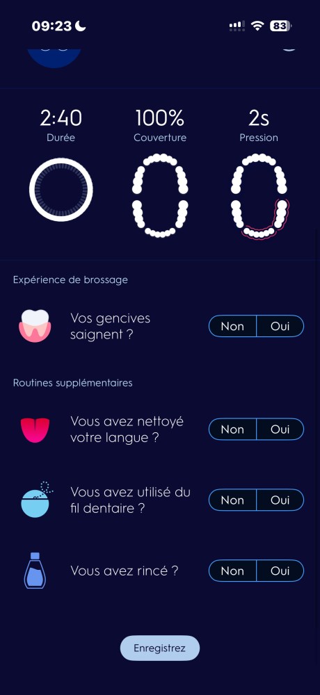 Questionnaire à la fin du brossage