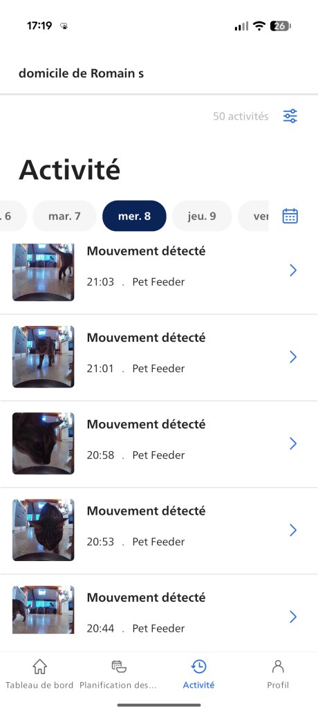 Les notifications de détection de mouvement