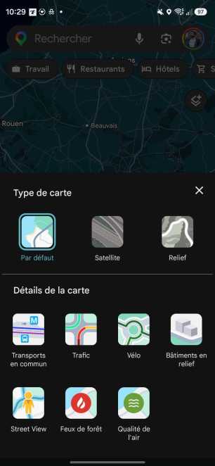 Comment suivre un feu de forêt sur Google Maps // Source : Capture d'écran Frandroid