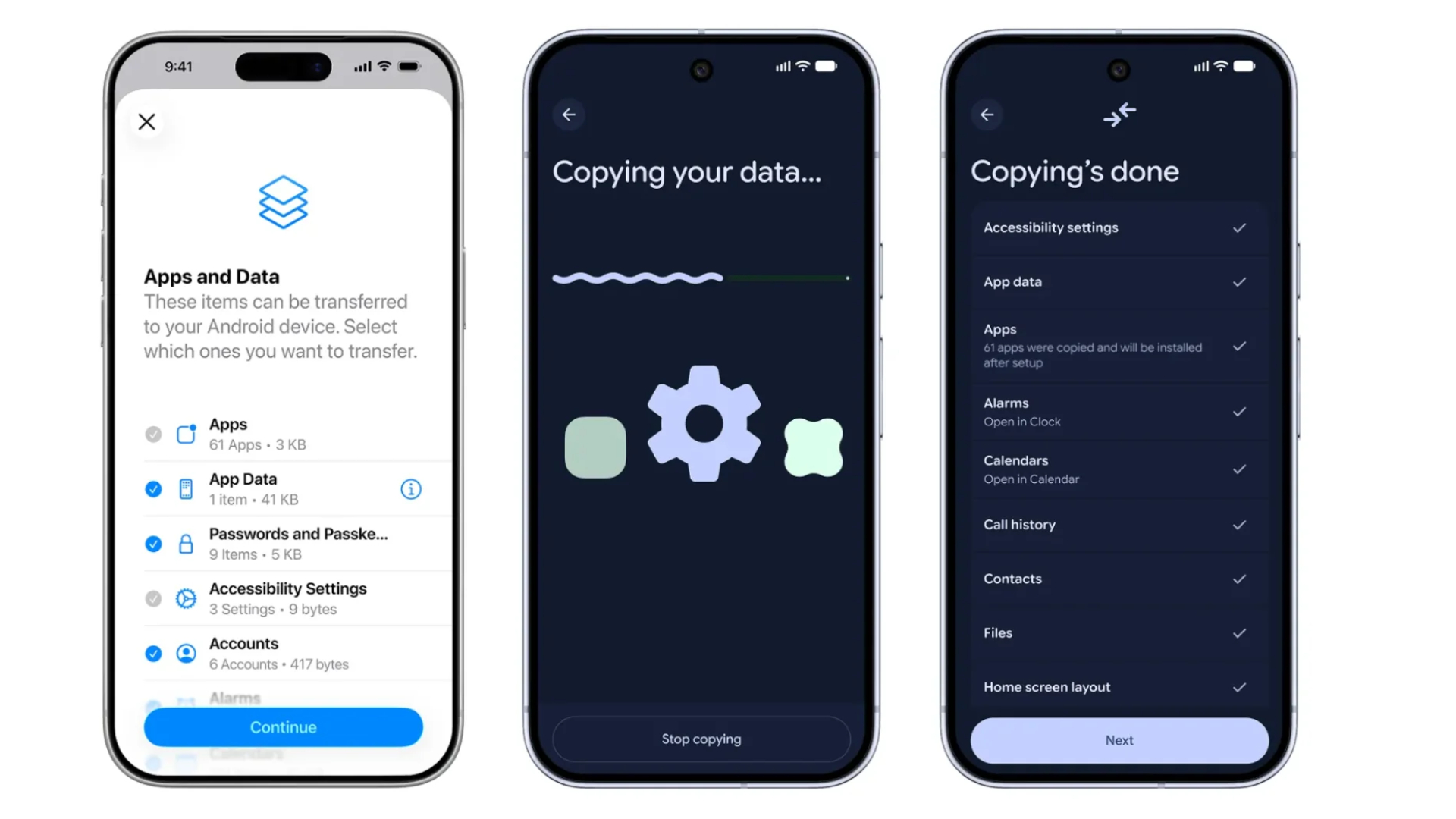 Le transfert de données d'iPhone à Android avec le nouvel outil d'Android 17