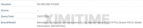 Xiaomi Poco F9 Pro certifié à la GSMA // Source : XimiTime