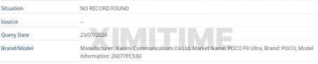 Xiaomi Poco F9 Ultra certifié à la GSMA // Source : XimiTime