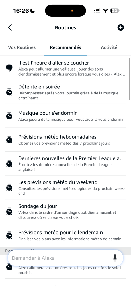 Listes routines
