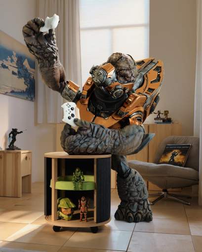Un covenant Halo sur la table d'appoint // Source : Ikea