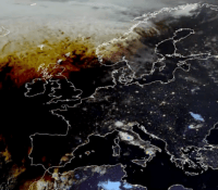 L'ombre laissée par l'éclipse du 12 août sur l'Europe vue depuis les satellites // Source : Capture d'écran Frandroid (EUMETSAT)