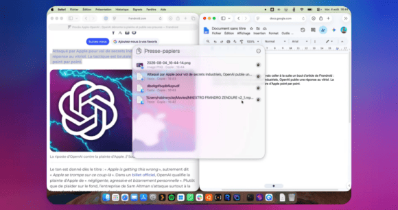 Comment afficher l'historique du presse-papiers sur macOS 26 Tahoe ? // Source : Frandroid