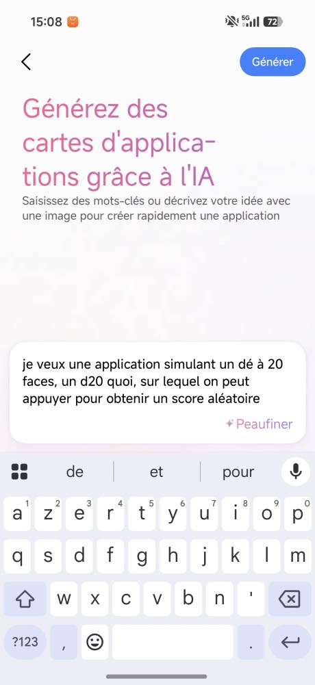 Génération application avec IA écran arrière Xiaomi 18 Pro 1