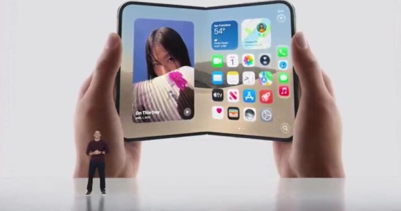 John Ternus présentant l'iPhone Duo pendant la keynote Apple de septembre 2026. // Source : Apple John Ternus présentant l'iPhone Duo pendant la keynote Apple de septembre 2026. // Source : Apple