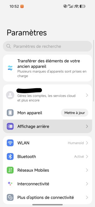 Menu Xiaomi 18 Pro écran arrière 1