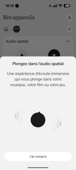 Interface de l'application Nothing pour les écouteurs // Source : Sylvain Pichot - Frandroid