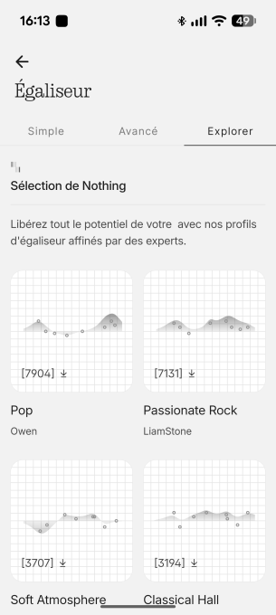 Interface de l'application Nothing pour les écouteurs // Source : Sylvain Pichot - Frandroid