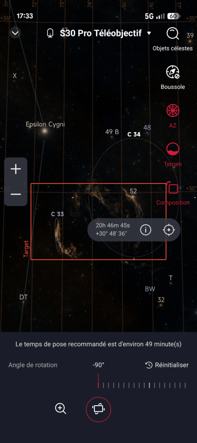 Les réglages dans Sky Atlas