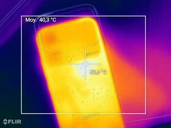 Température du Xiaomi 18 Pro au dos lors de l'exécution d'AnTuTu 10. // Source : Frandroid