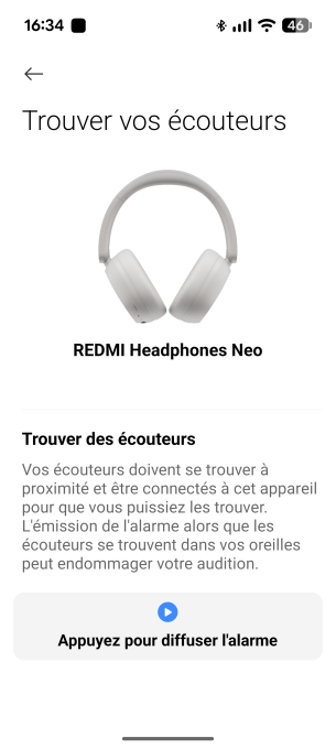 Application Xiaomi Earbuds pour le casque Redmi Headphone Neo // Source : Sylvain Pichot - Frandroid