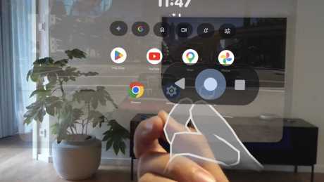 Les boutons Accueil, Retour et Multitâche sur Android XR depuis les Xreal Aura. // Source : Capture d'écran Frandroid